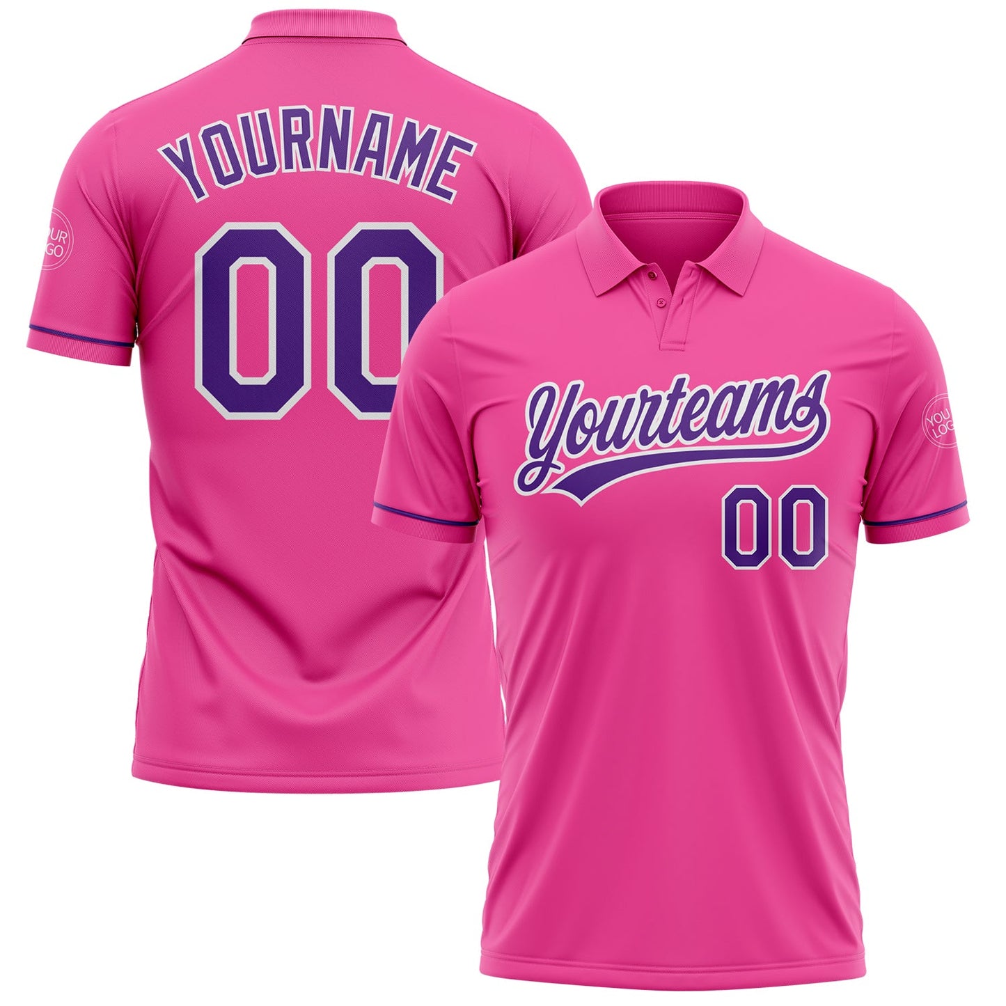 Custom Pink Purple-White Performance Vapor Golf Polo Shirt - Main View