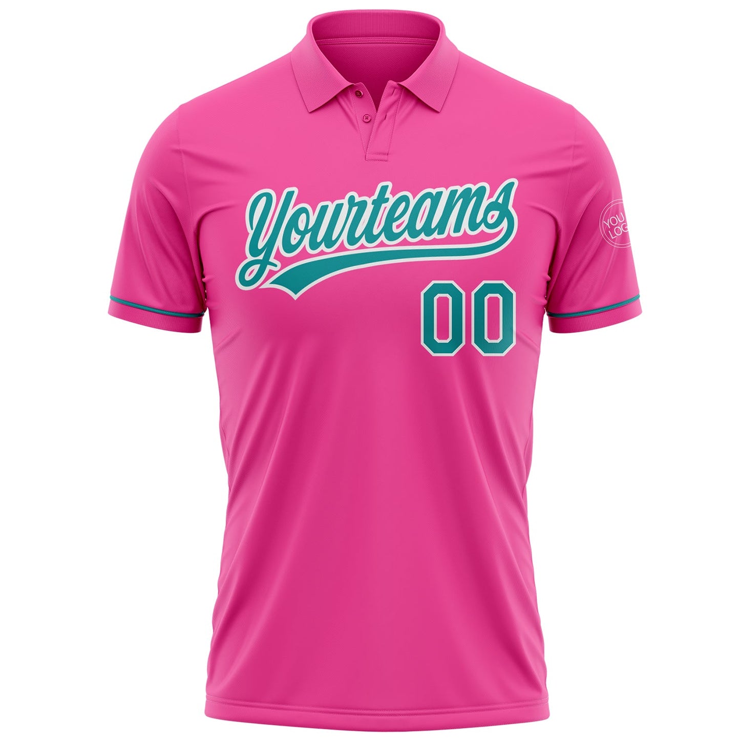 Custom Pink Teal-White Performance Vapor Golf Polo Shirt view 2