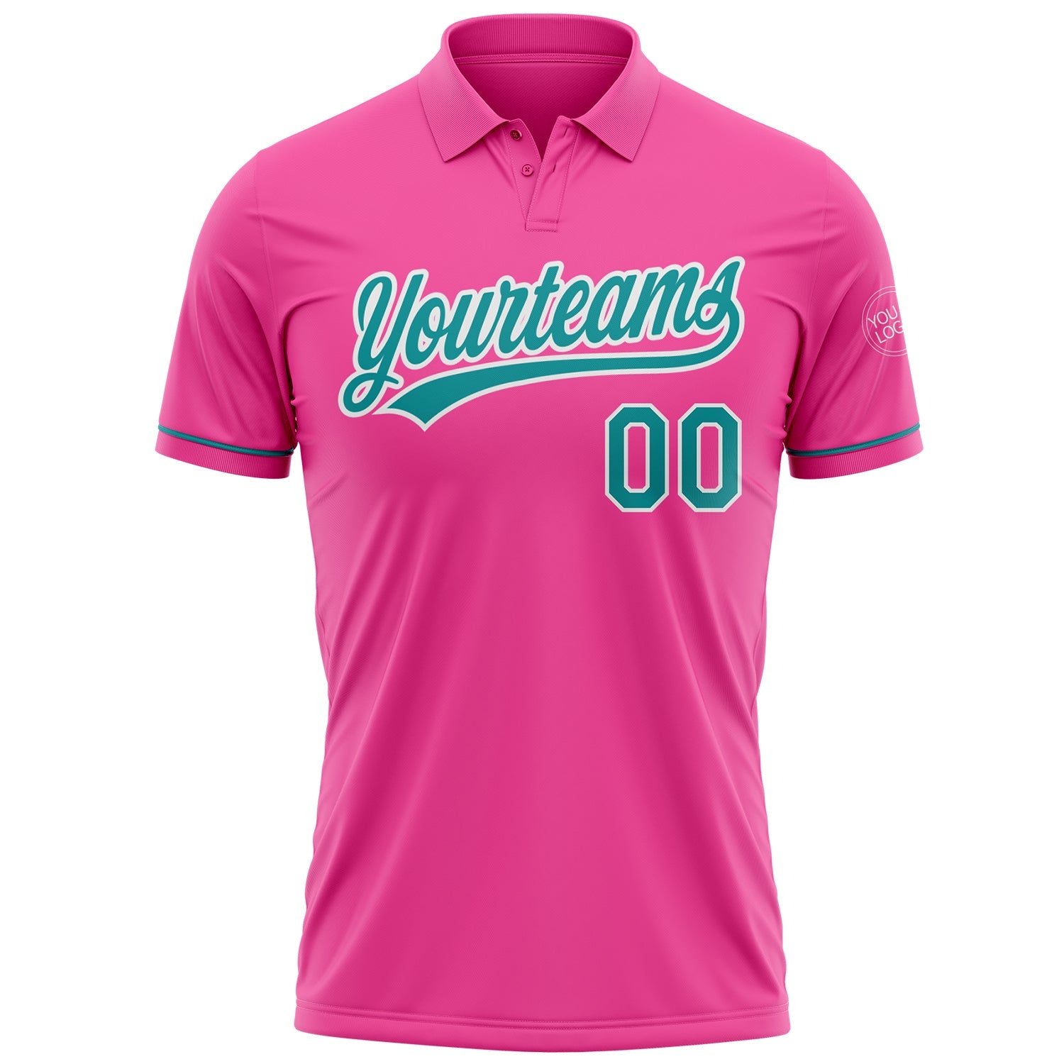 Custom Pink Teal-White Performance Vapor Golf Polo Shirt view 2