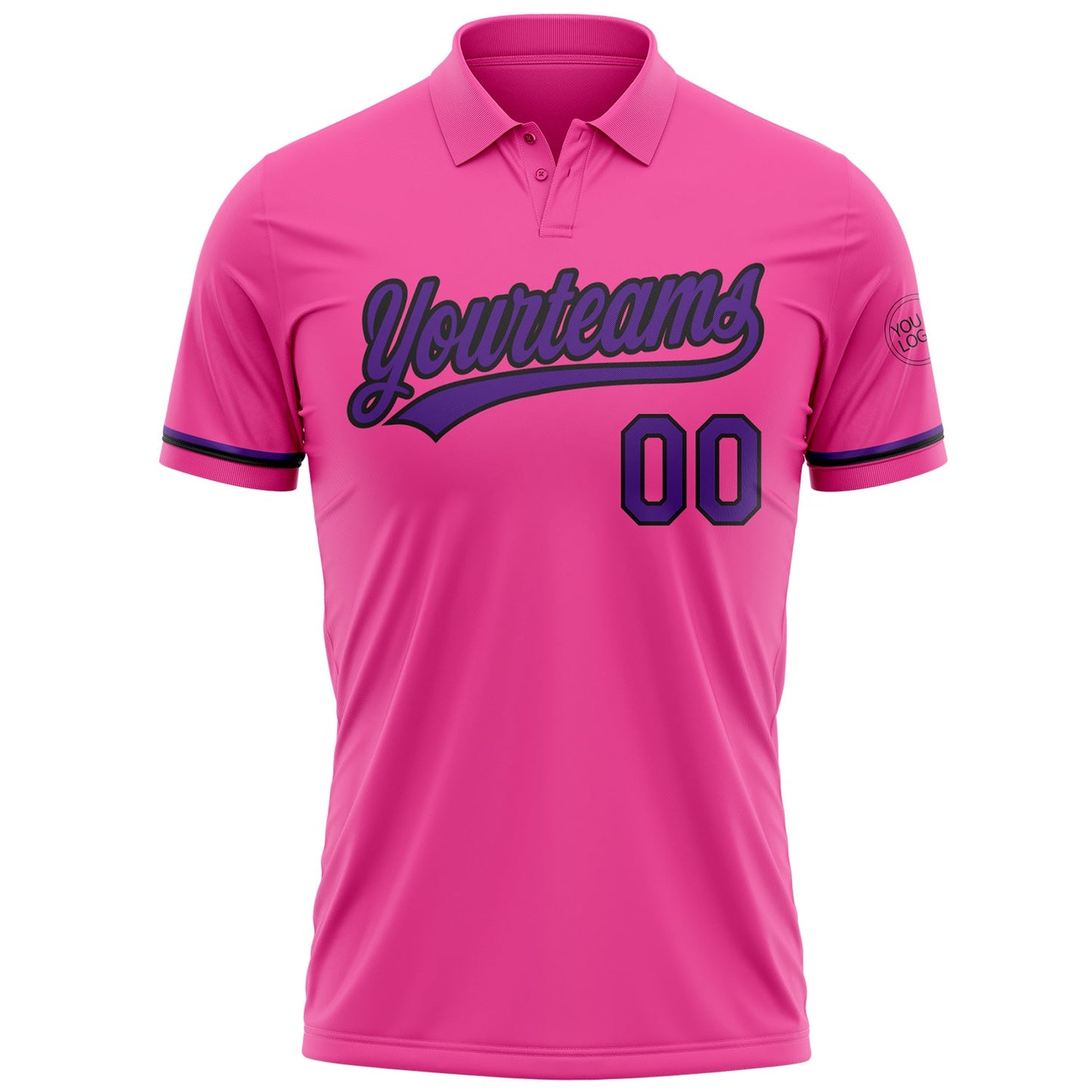 Custom Pink Purple-Black Performance Vapor Golf Polo Shirt view 2
