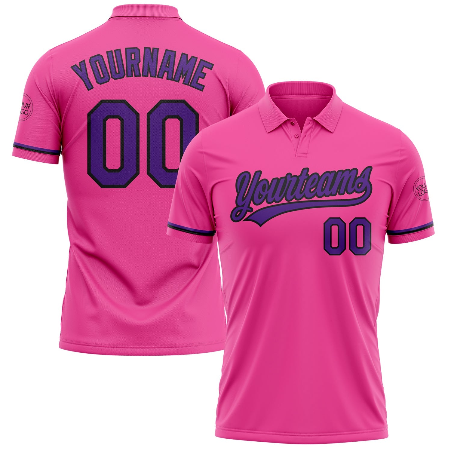 Custom Pink Purple-Black Performance Vapor Golf Polo Shirt - Main View