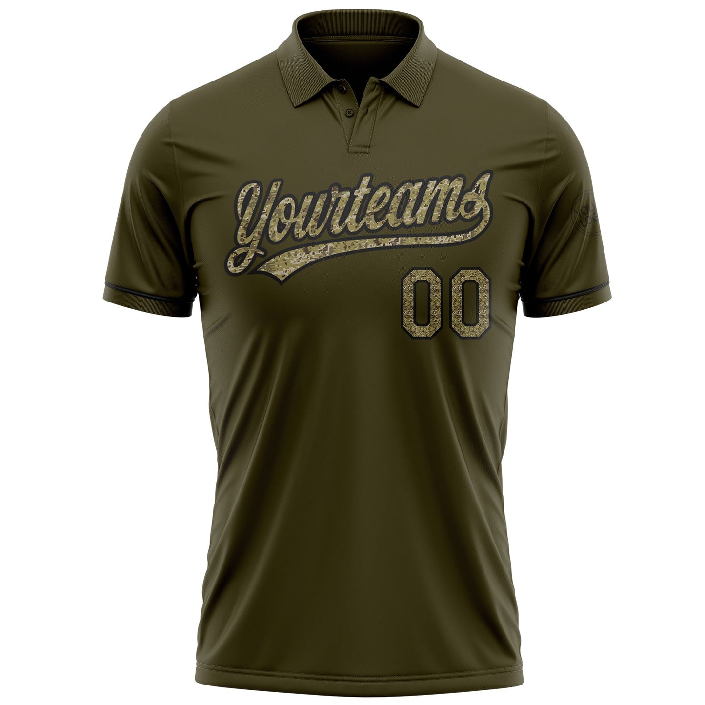Custom Olive Camo-Black Performance Vapor Salute To Service Golf Polo Shirt view 2