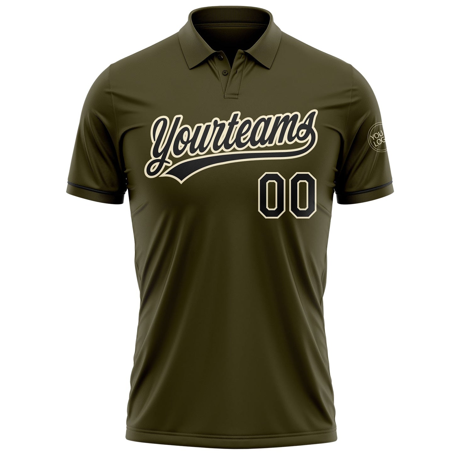 Custom Olive Black-Cream Performance Vapor Salute To Service Golf Polo Shirt view 2