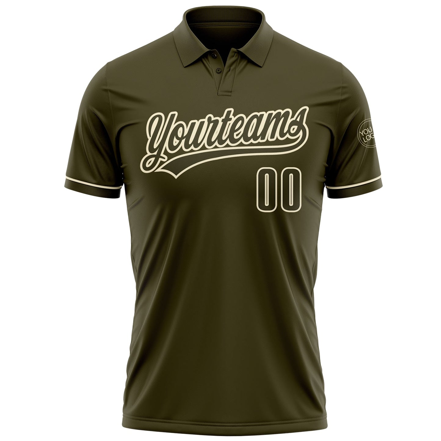 Custom Olive Cream Performance Vapor Salute To Service Golf Polo Shirt view 2