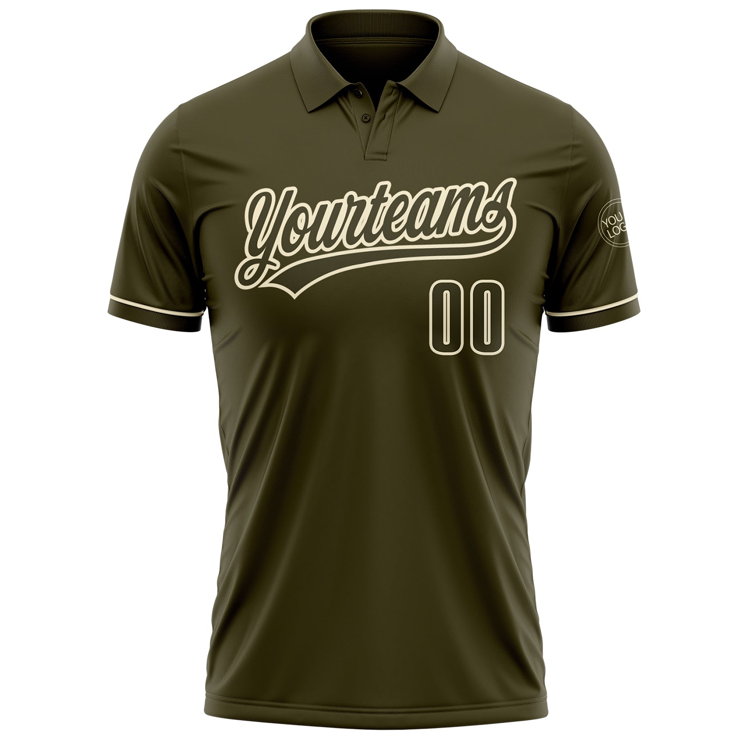 Custom Olive Cream Performance Vapor Salute To Service Golf Polo Shirt view 2