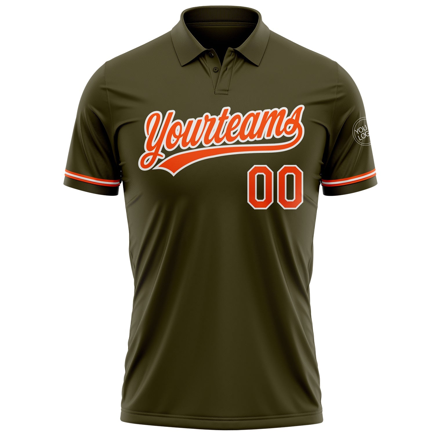 Custom Olive Orange-White Performance Vapor Salute To Service Golf Polo Shirt view 2