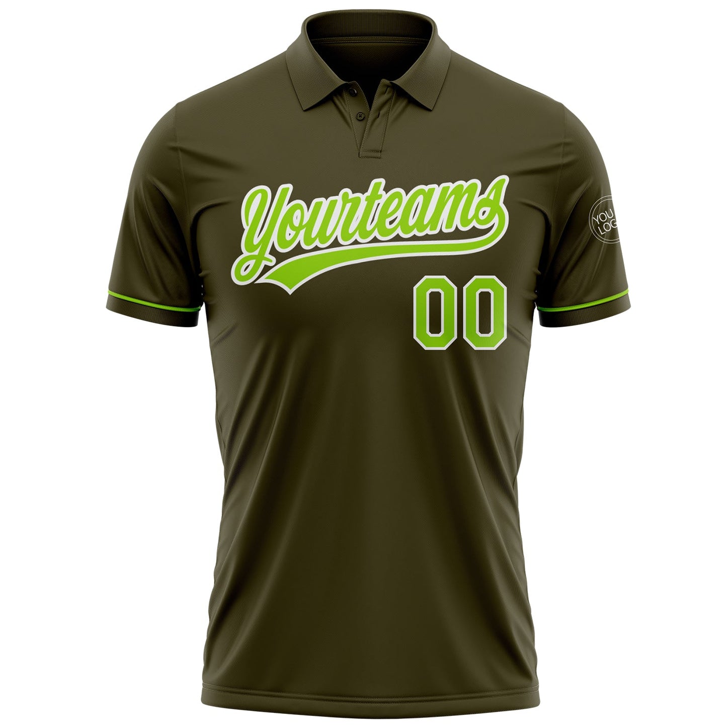 Custom Olive Neon Green-White Performance Vapor Salute To Service Golf Polo Shirt view 2