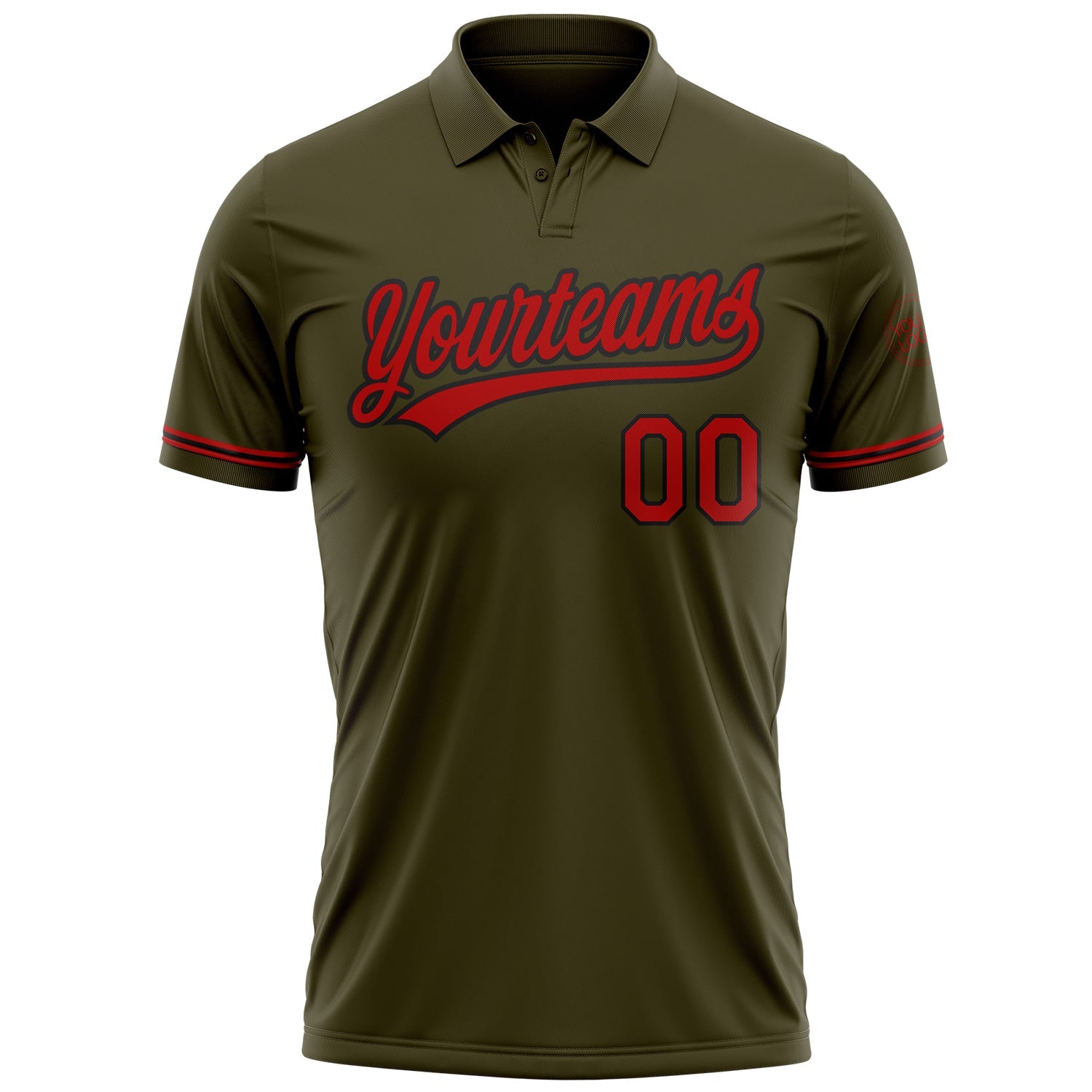 Custom Olive Red-Black Performance Vapor Salute To Service Golf Polo Shirt view 2