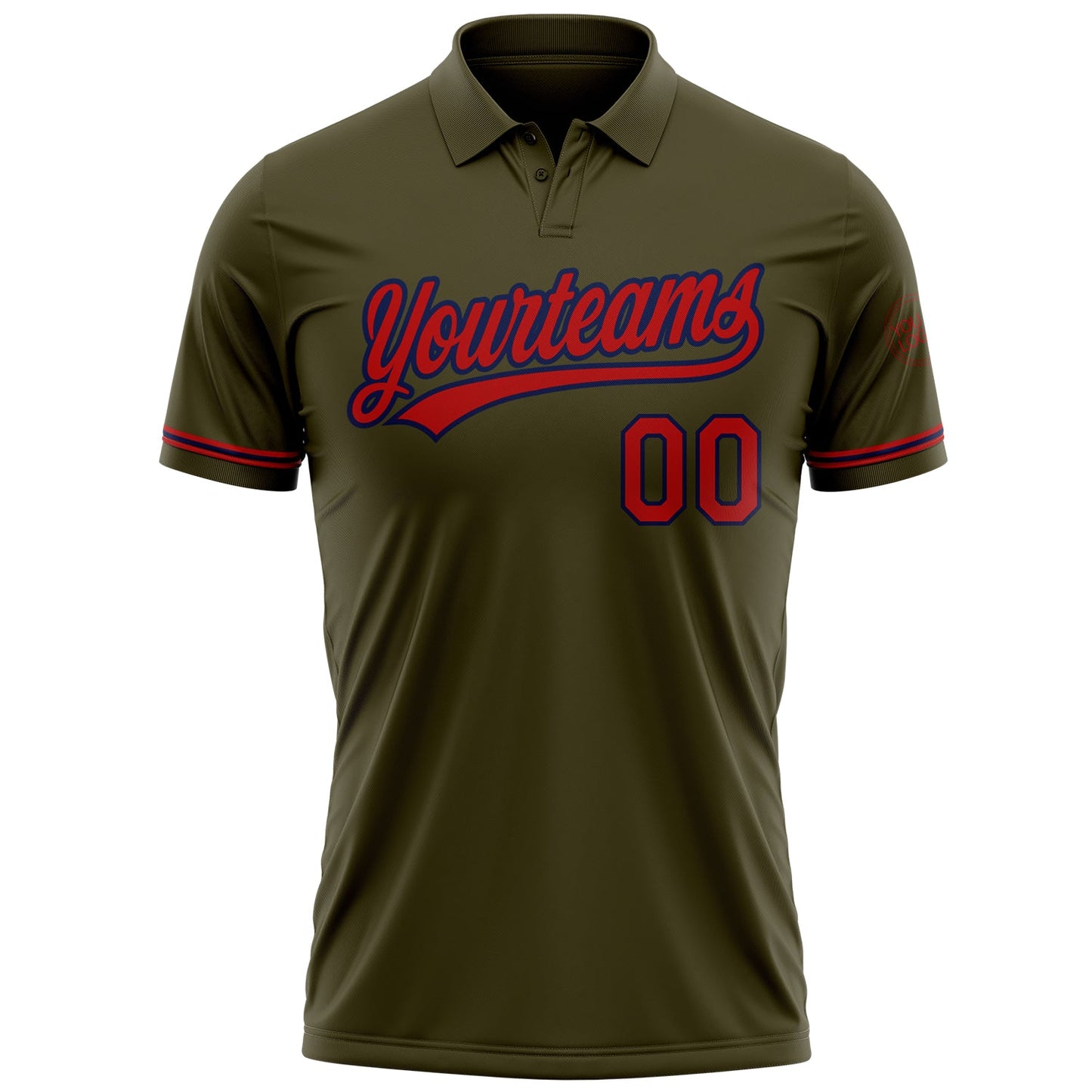 Custom Olive Red-Navy Performance Vapor Salute To Service Golf Polo Shirt view 2