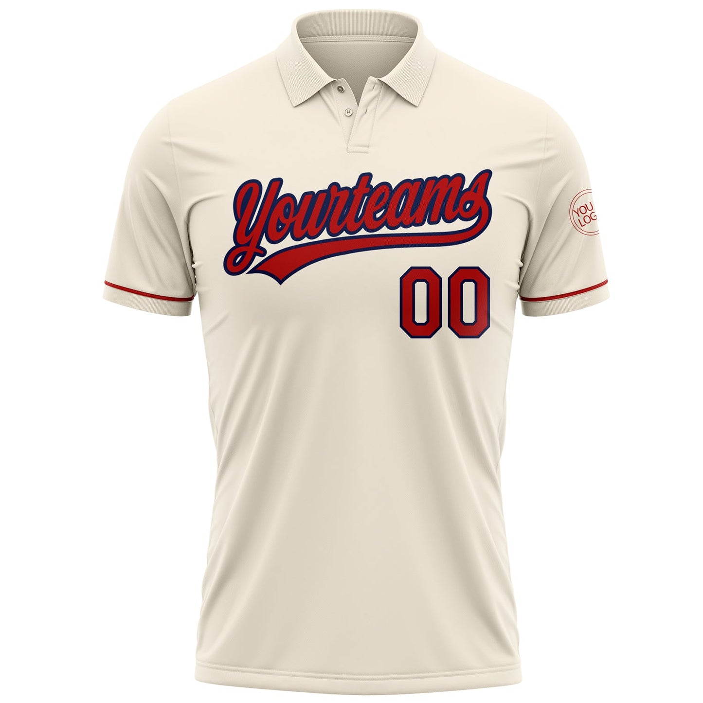 Custom Cream Red-Navy Performance Vapor Golf Polo Shirt view 2