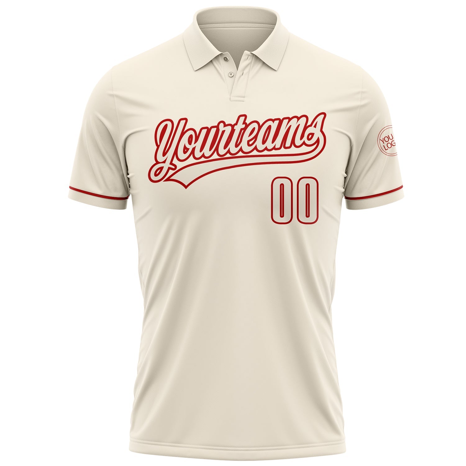Custom Cream Red Performance Vapor Golf Polo Shirt view 2