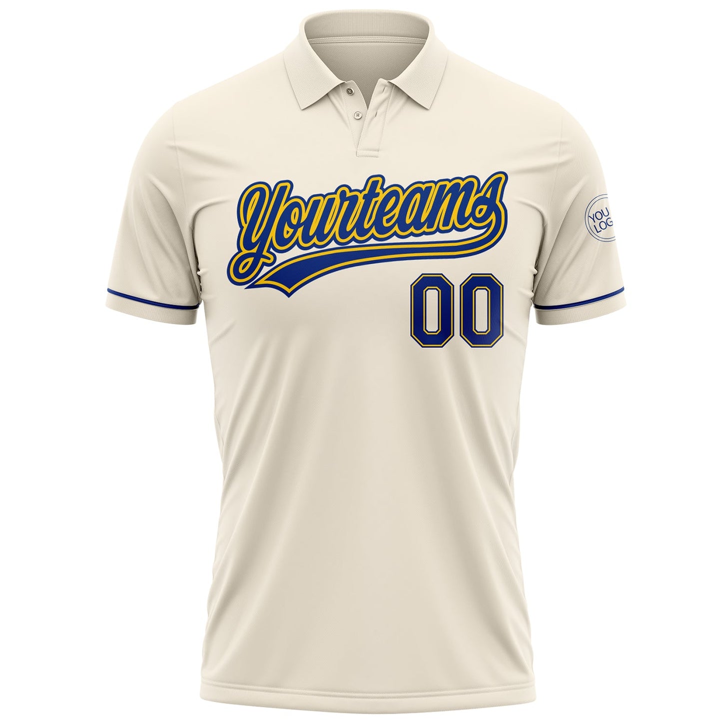 Custom Cream Royal-Yellow Performance Vapor Golf Polo Shirt view 2