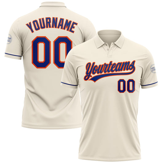 Custom Cream Royal-Orange Performance Vapor Golf Polo Shirt - Main View