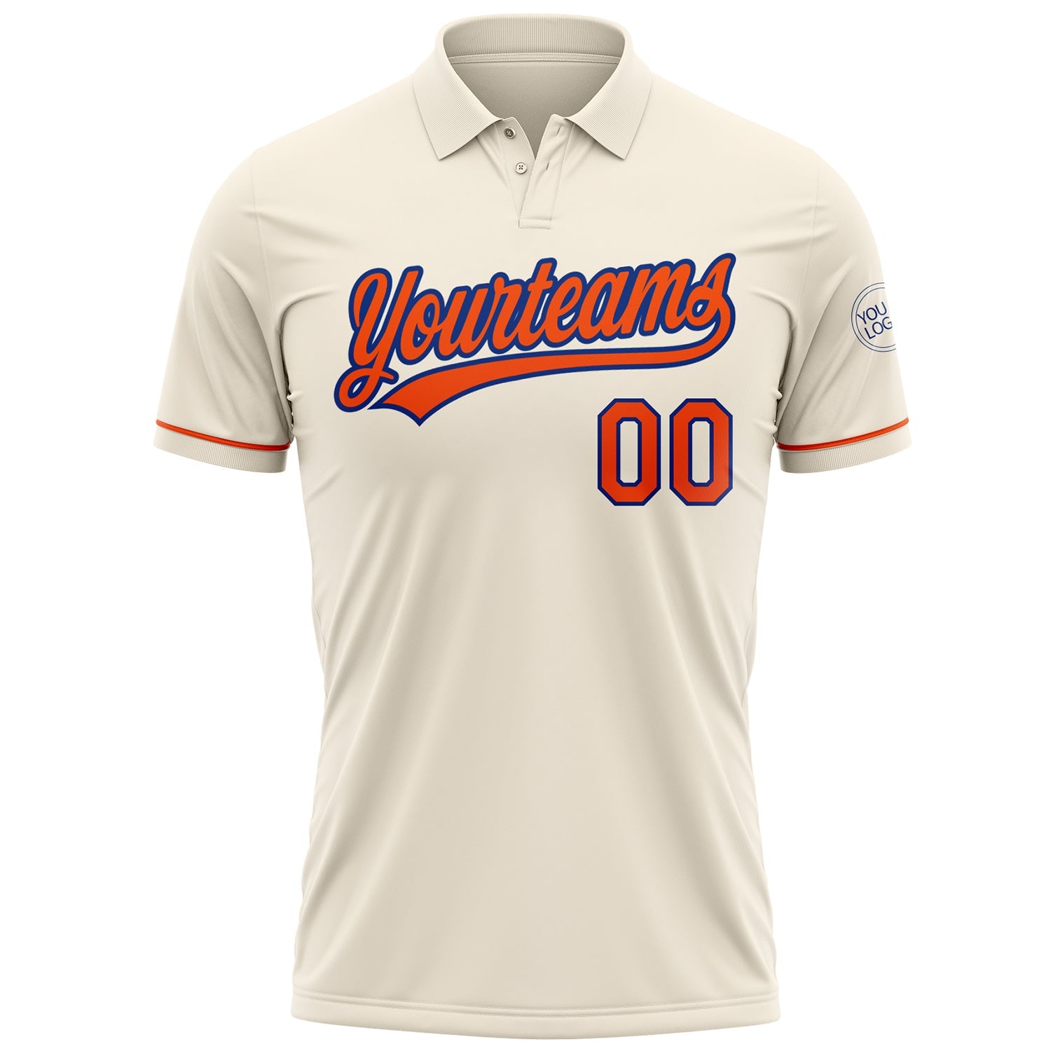 Custom Cream Orange-Royal Performance Vapor Golf Polo Shirt view 2