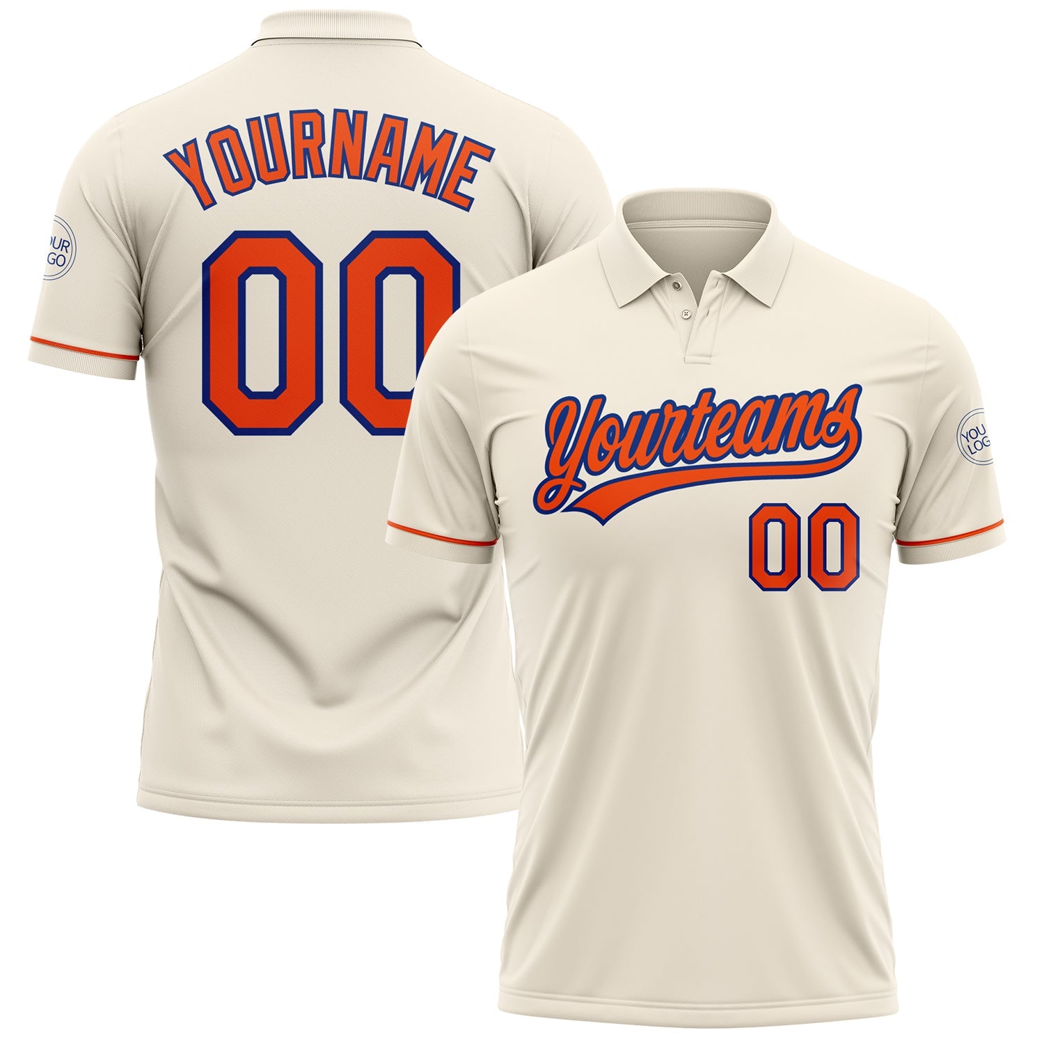 Custom Cream Orange-Royal Performance Vapor Golf Polo Shirt - Main View