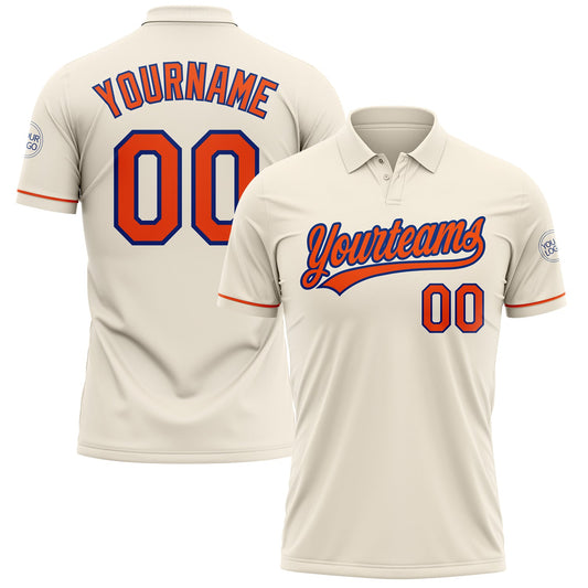 Custom Cream Orange-Royal Performance Vapor Golf Polo Shirt - Main View