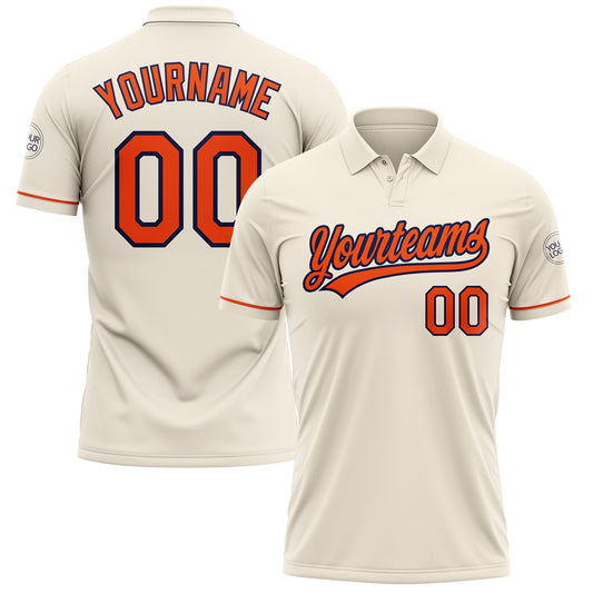 Custom Cream Orange-Navy Performance Vapor Golf Polo Shirt - Main View