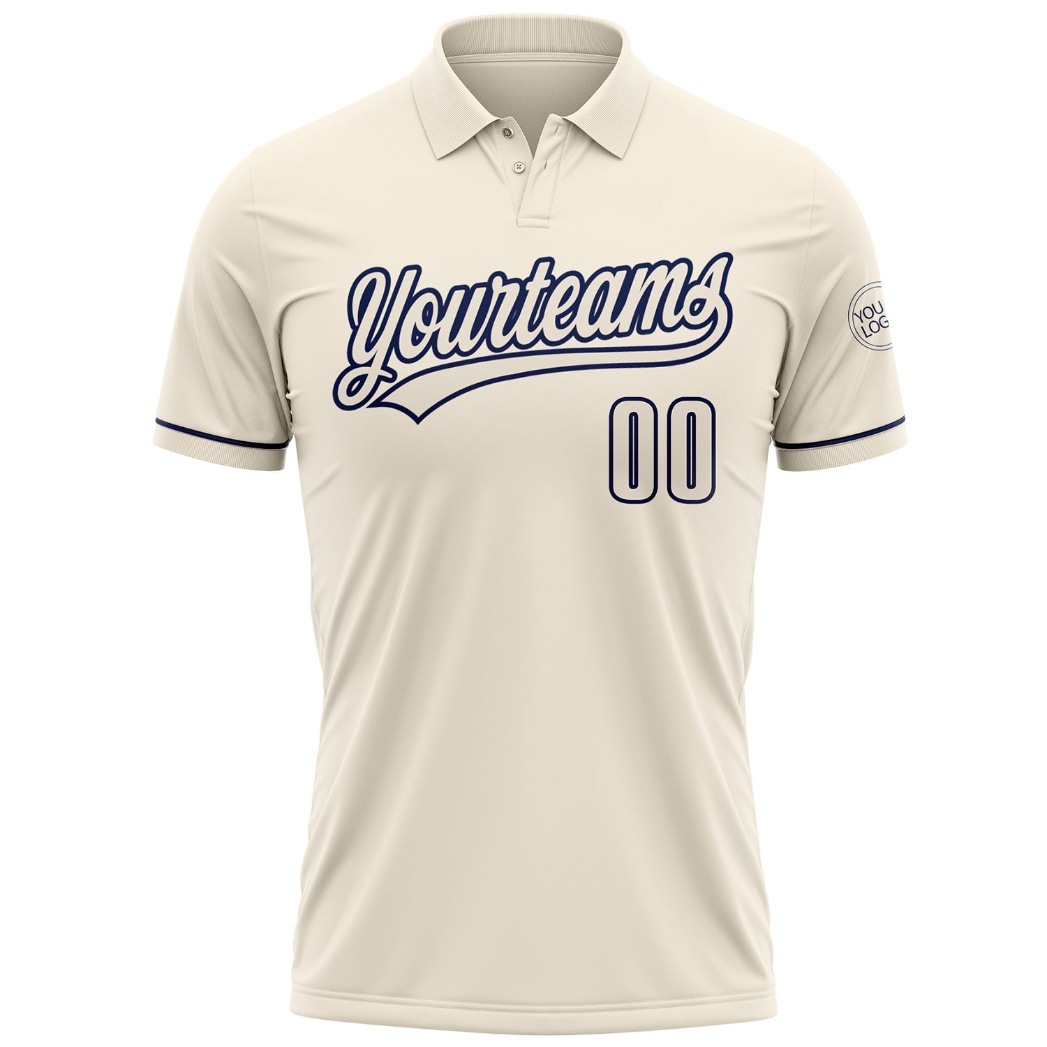 Custom Cream Navy Performance Vapor Golf Polo Shirt view 2