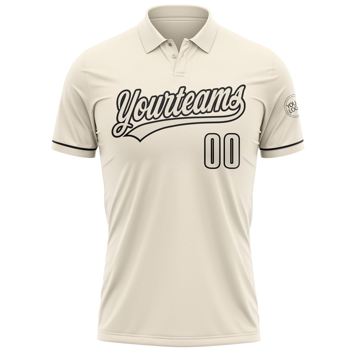 Custom Cream Black Performance Vapor Golf Polo Shirt view 2