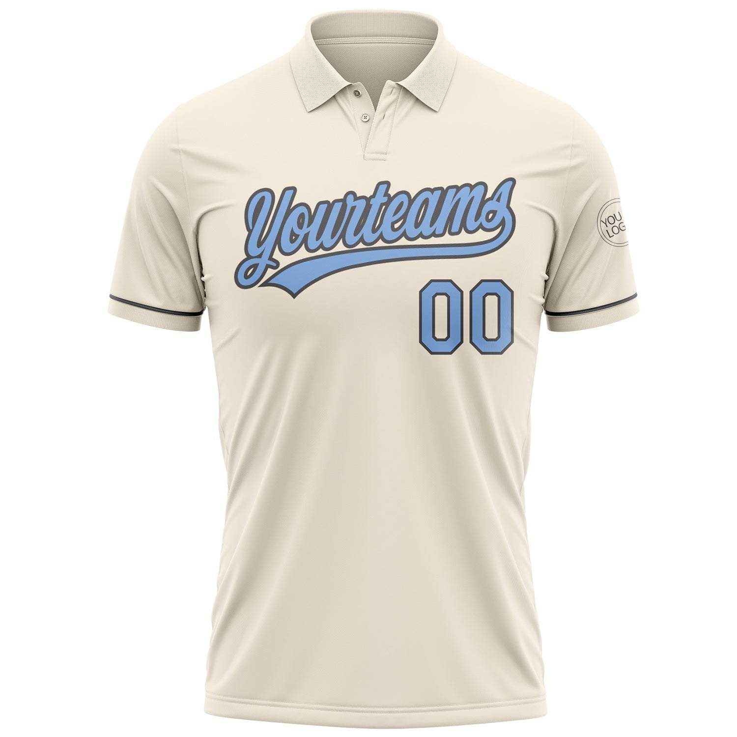 Custom Cream Light Blue-Steel Gray Performance Vapor Golf Polo Shirt view 2