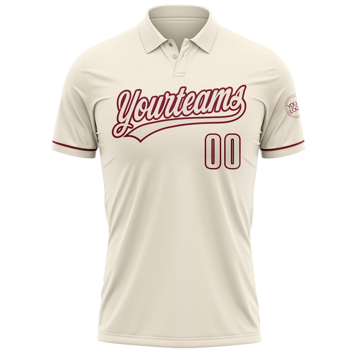 Custom Cream Crimson Performance Vapor Golf Polo Shirt view 2