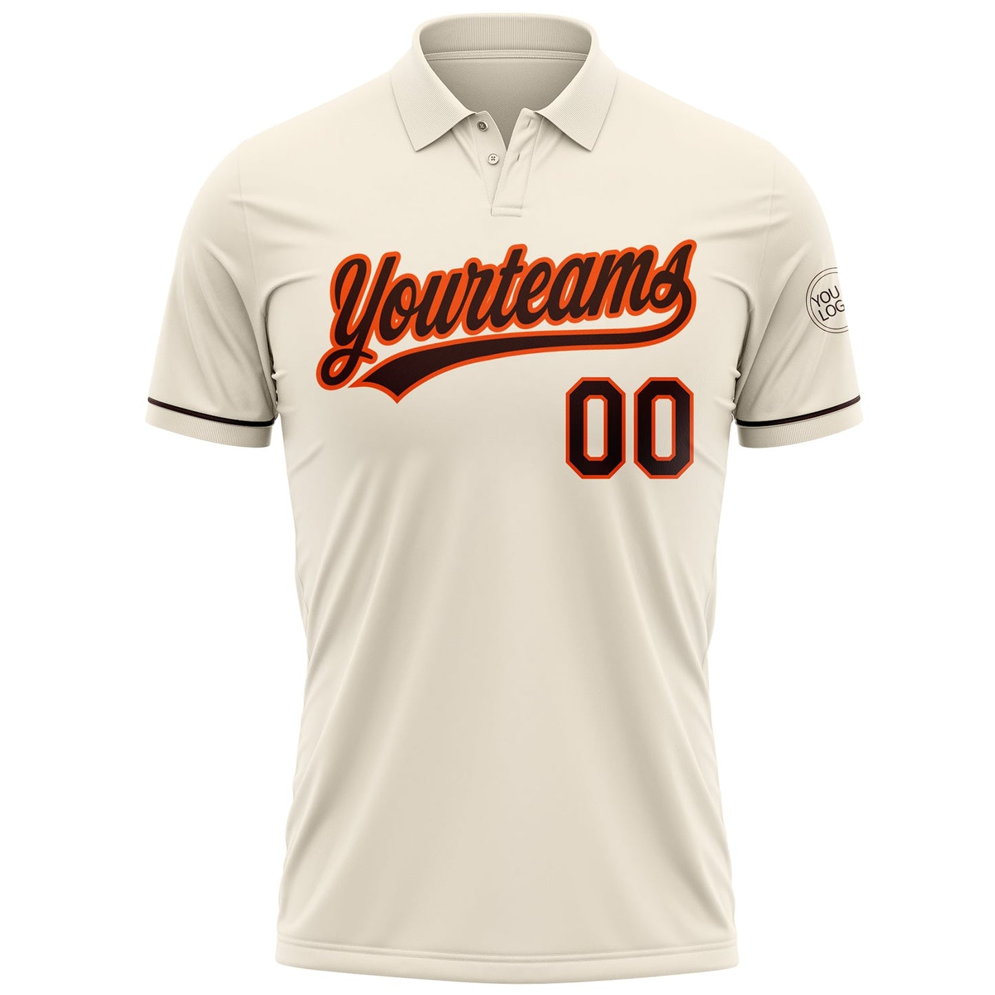 Custom Cream Brown-Orange Performance Vapor Golf Polo Shirt view 2