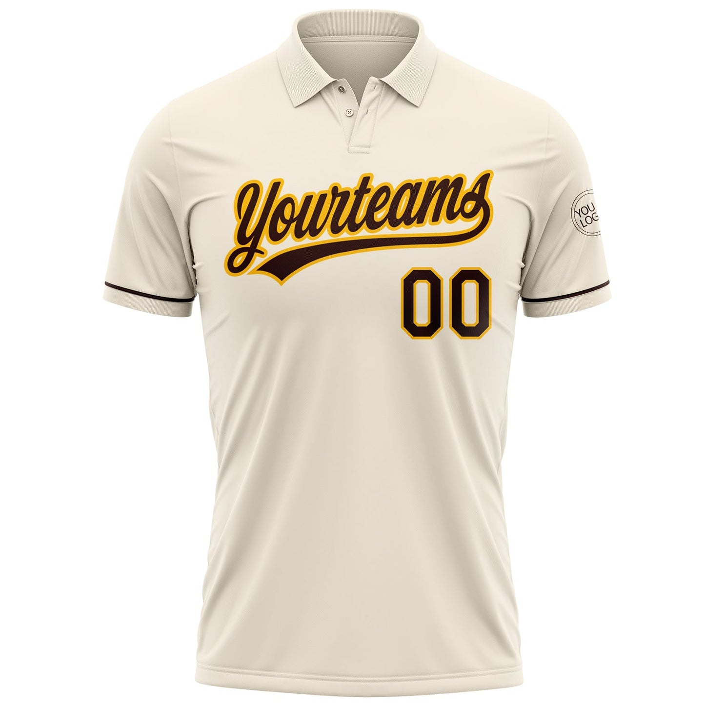 Custom Cream Brown-Gold Performance Vapor Golf Polo Shirt view 2