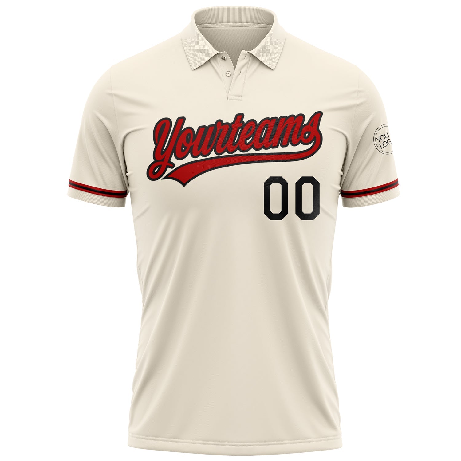 Custom Cream Red-Black Performance Vapor Golf Polo Shirt view 2