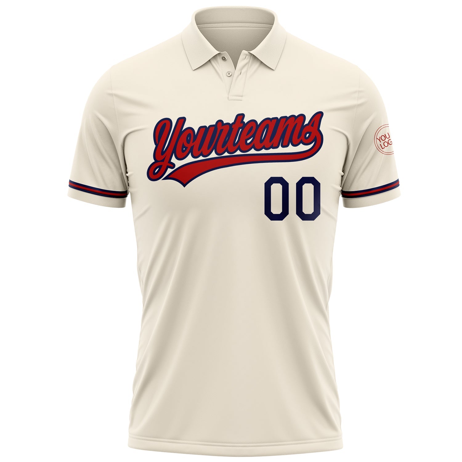 Custom Cream Red-Navy Performance Vapor Golf Polo Shirt view 2