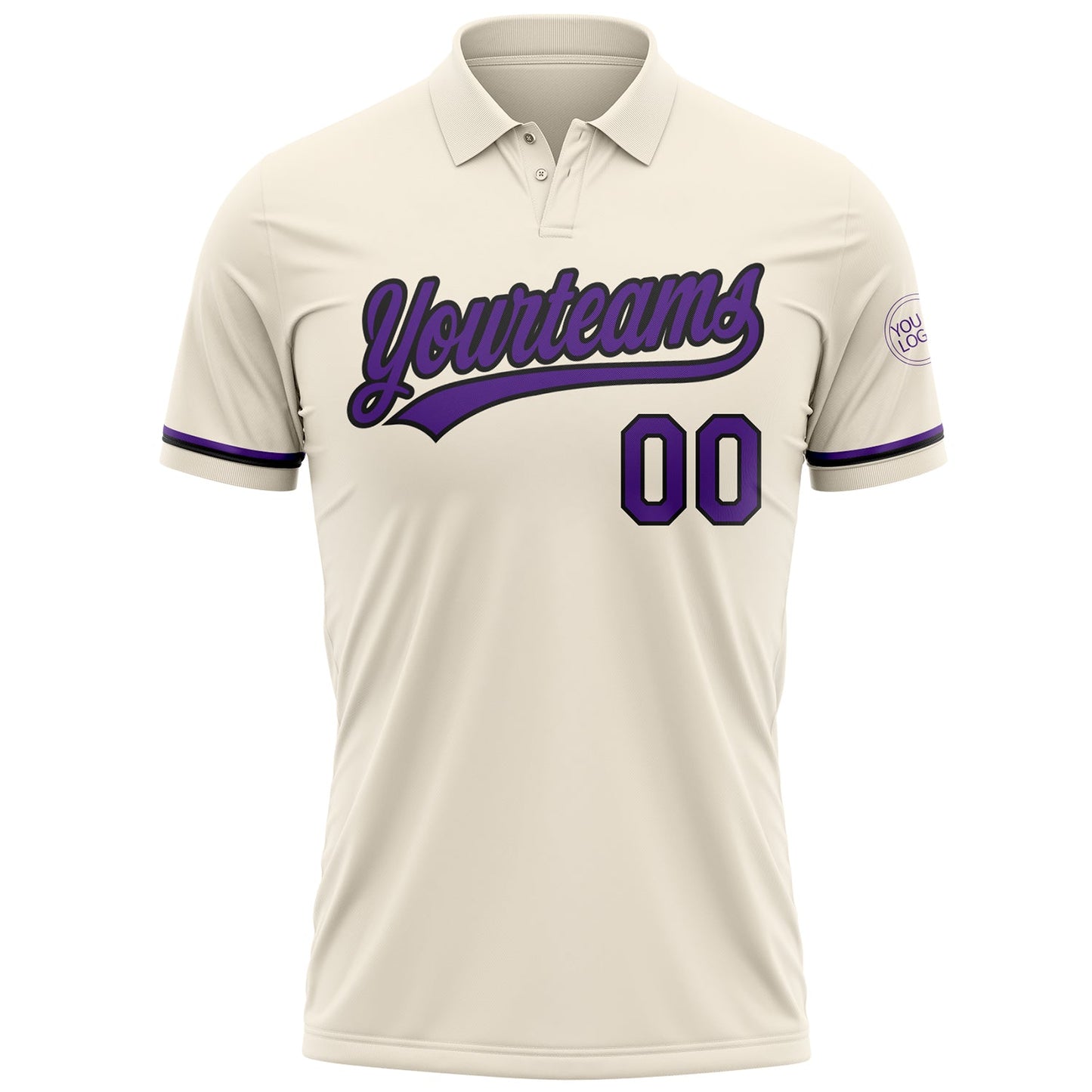 Custom Cream Purple-Black Performance Vapor Golf Polo Shirt view 2