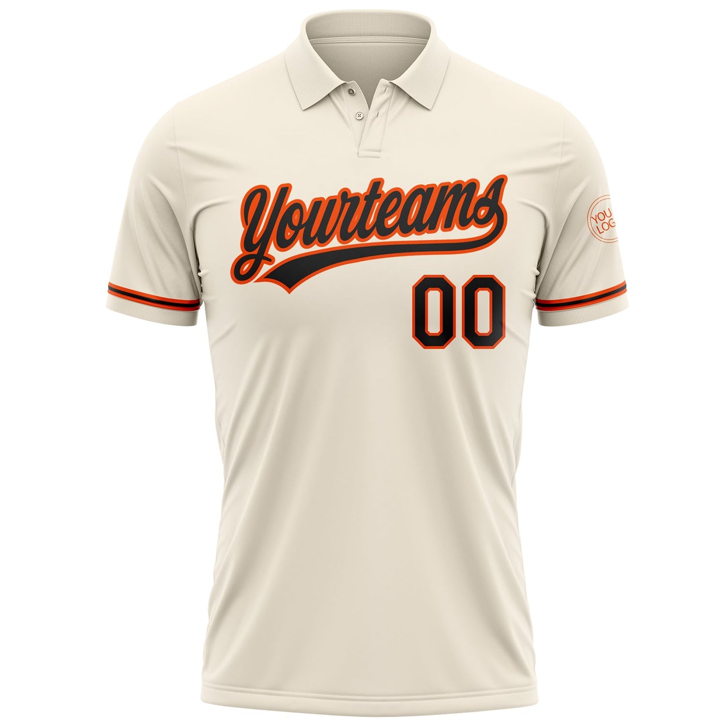 Custom Cream Black-Orange Performance Vapor Golf Polo Shirt view 2