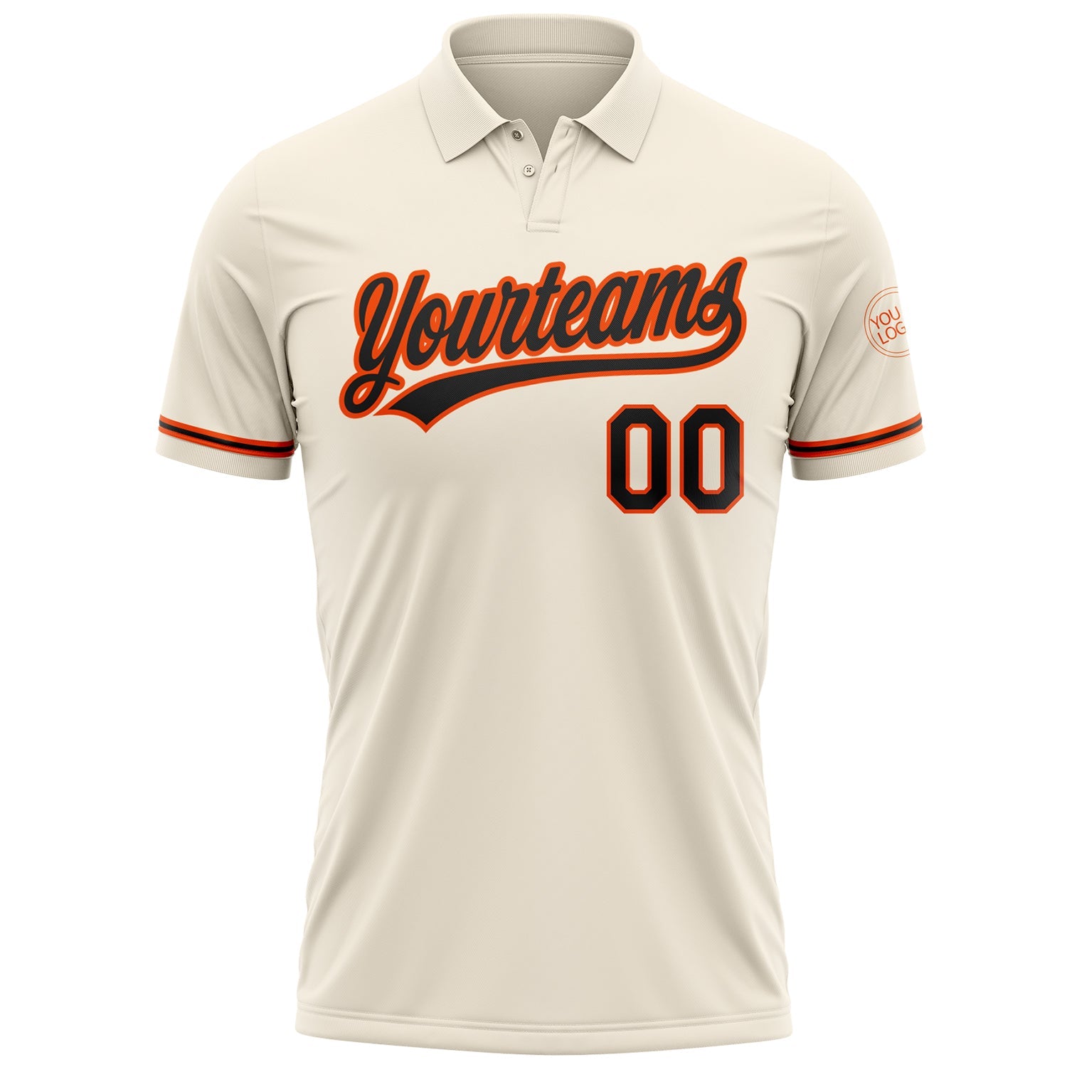Custom Cream Black-Orange Performance Vapor Golf Polo Shirt view 2
