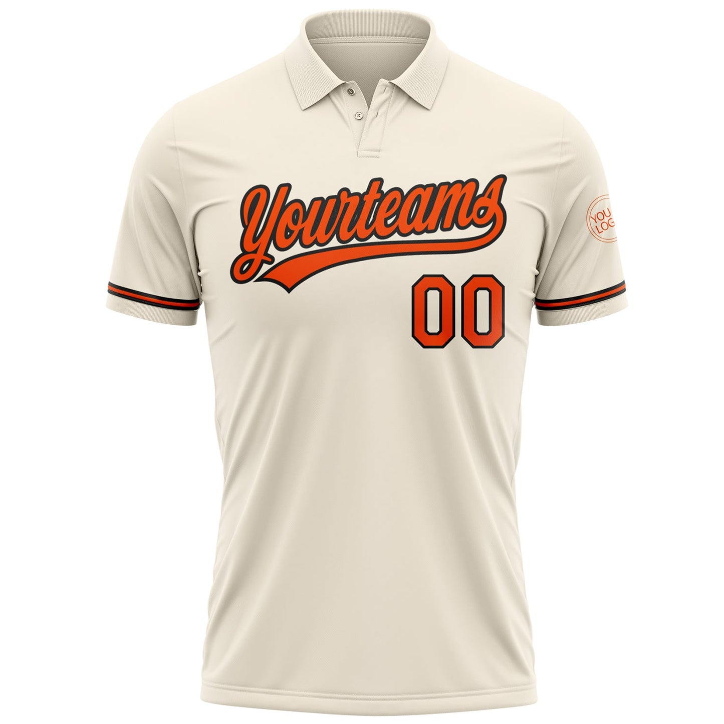 Custom Cream Orange-Black Performance Vapor Golf Polo Shirt view 2