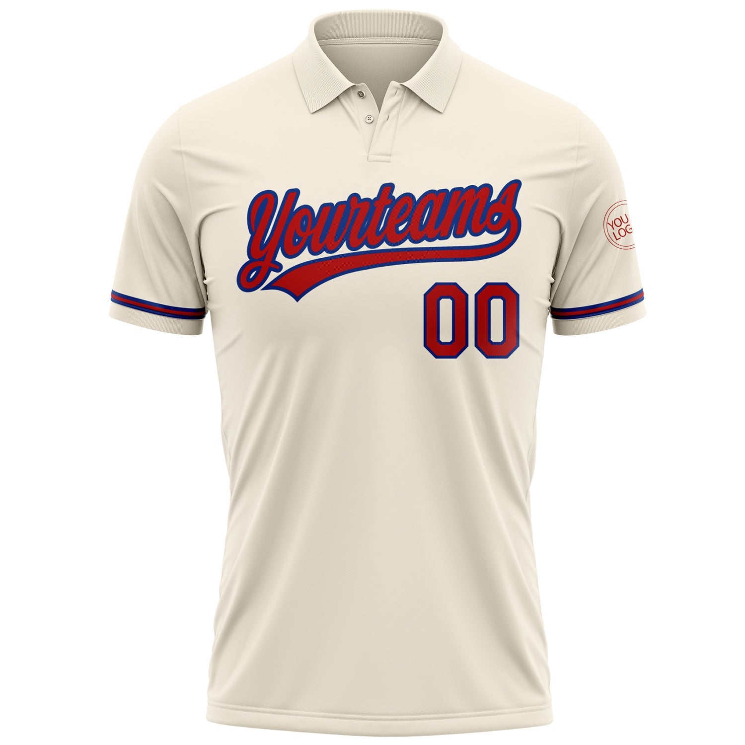 Custom Cream Red-Royal Performance Vapor Golf Polo Shirt view 2