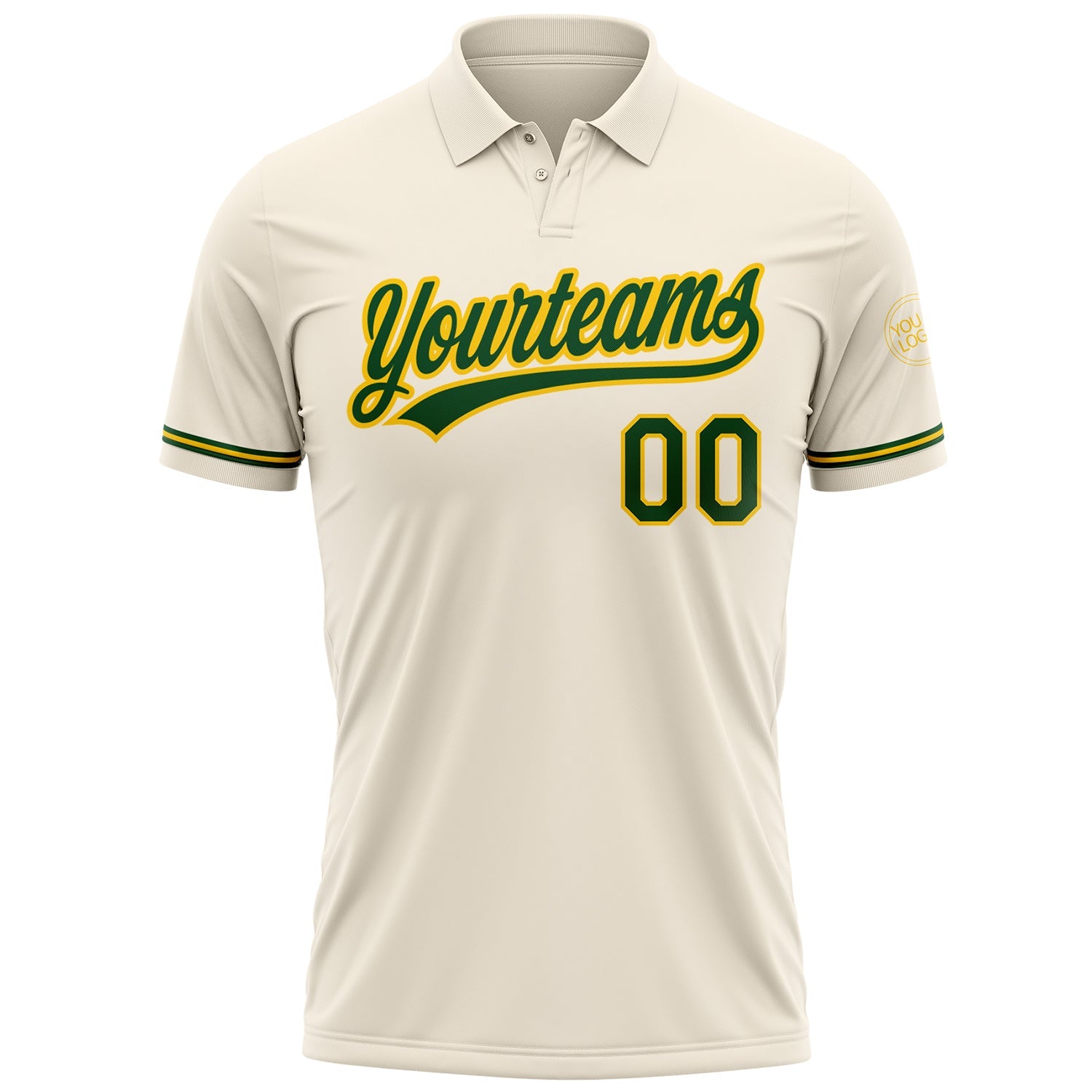 Custom Cream Green-Yellow Performance Vapor Golf Polo Shirt view 2