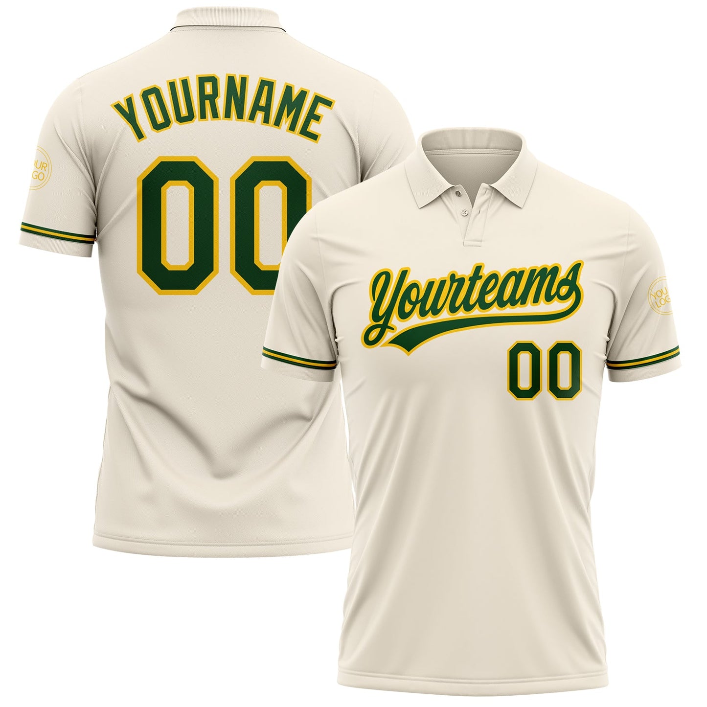 Custom Cream Green-Yellow Performance Vapor Golf Polo Shirt - Main View