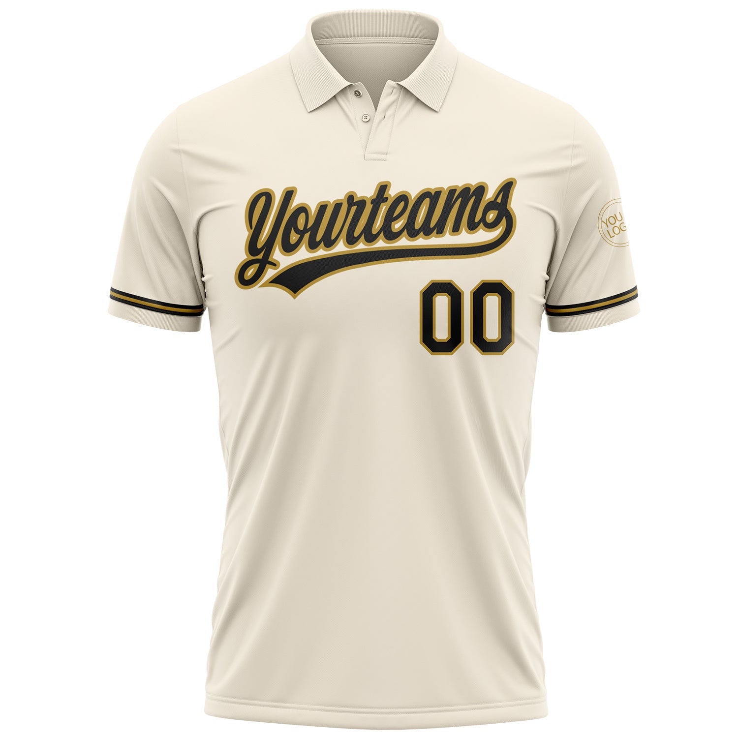Custom Cream Black-Old Gold Performance Vapor Golf Polo Shirt view 2