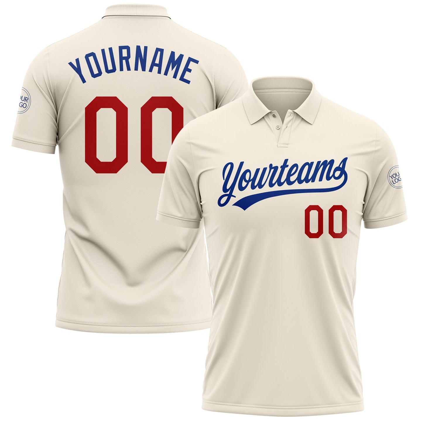 Custom Cream Red-Royal Performance Vapor Golf Polo Shirt - Main View