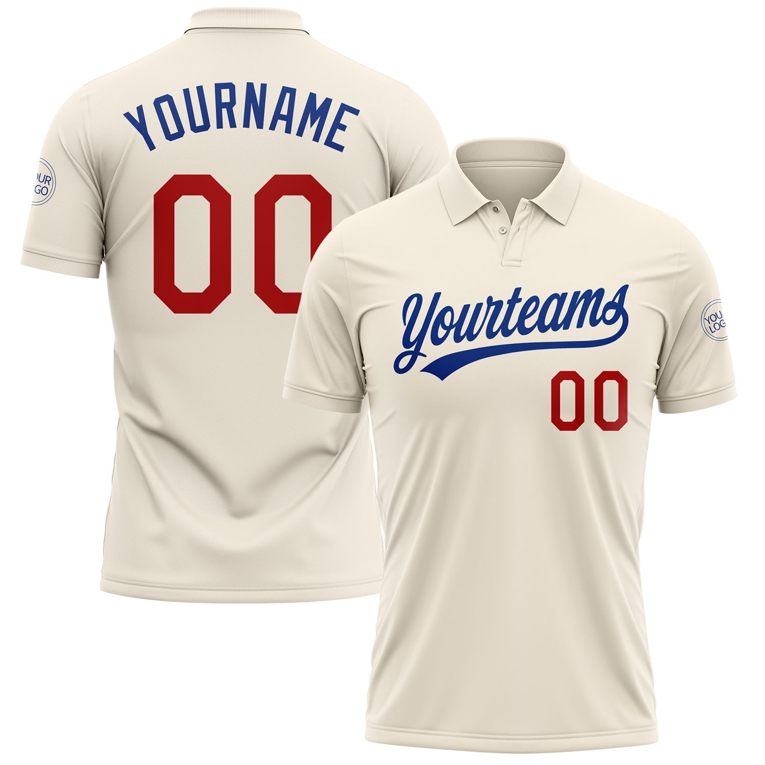 Custom Cream Red-Royal Performance Vapor Golf Polo Shirt - Main View