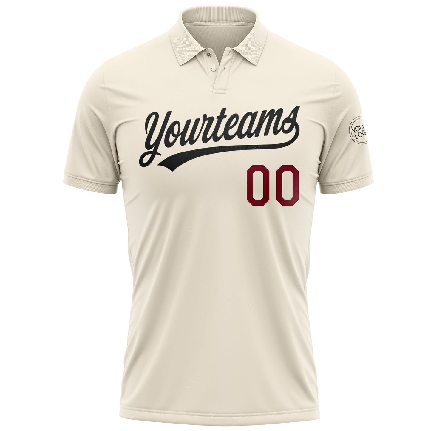 Custom Cream Crimson-Black Performance Vapor Golf Polo Shirt view 2