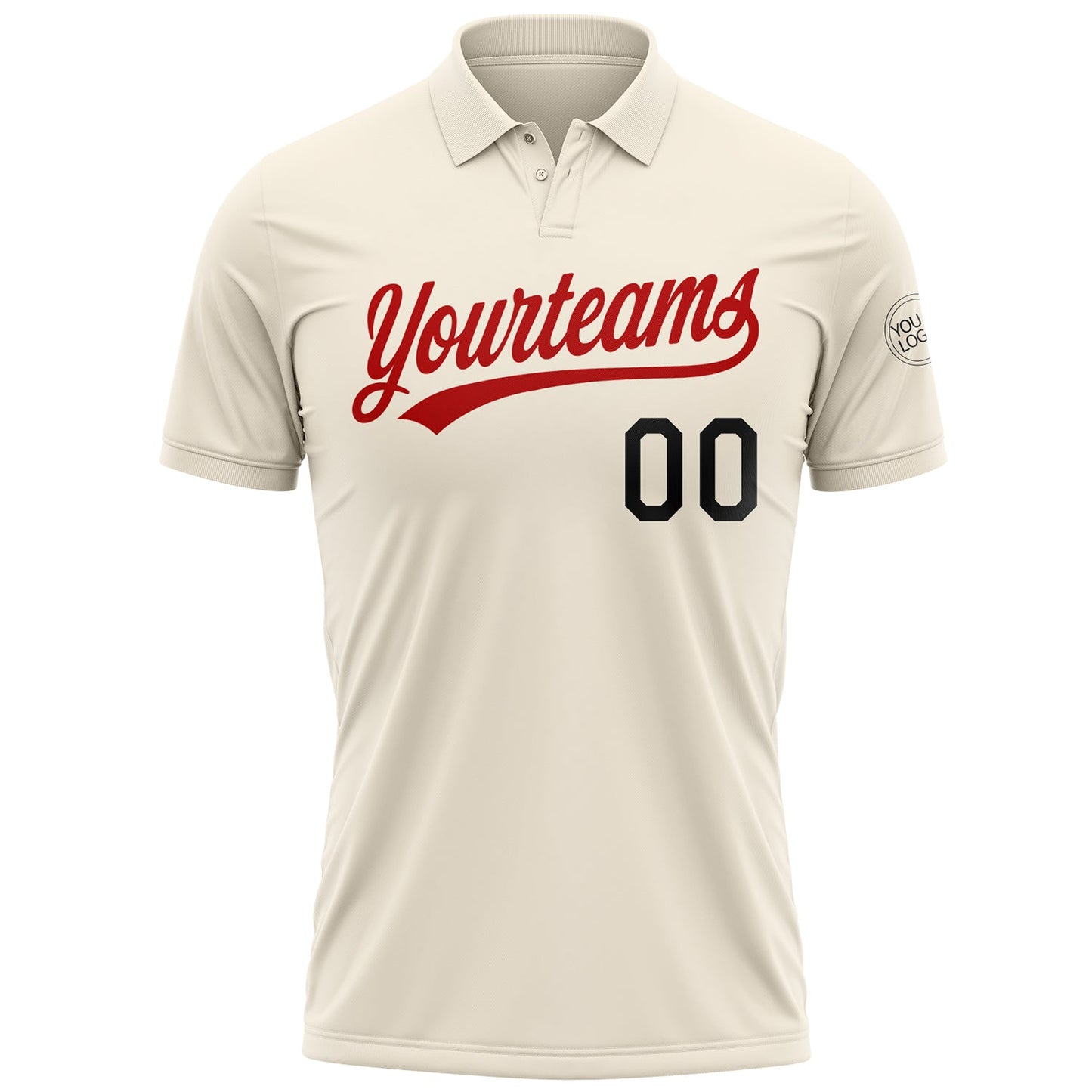 Custom Cream Black-Red Performance Vapor Golf Polo Shirt view 2