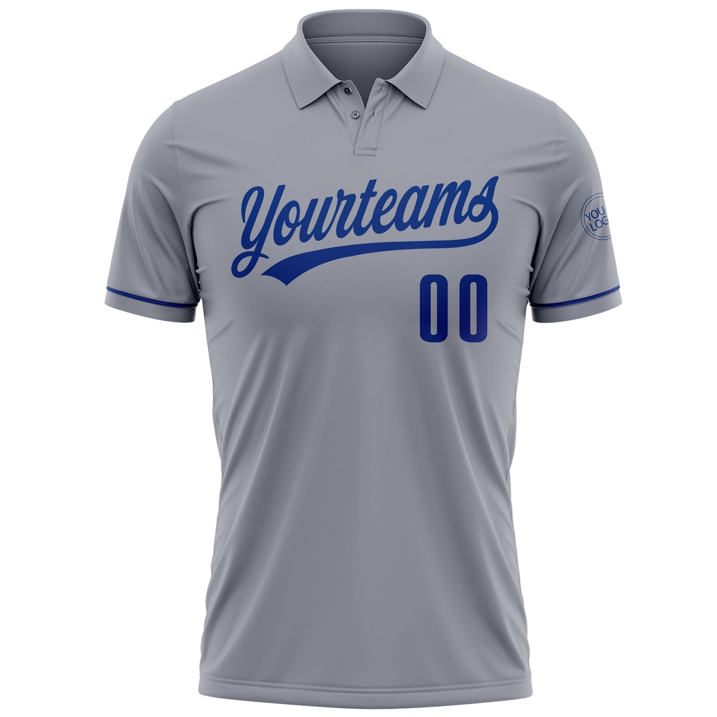 Custom Gray Royal Performance Vapor Golf Polo Shirt view 2