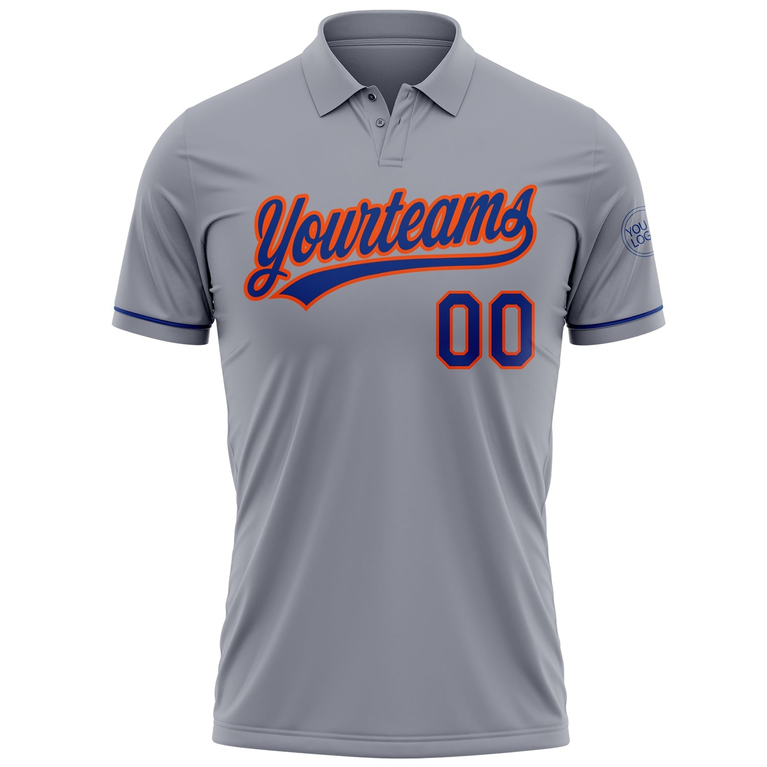 Custom Gray Royal-Orange Performance Vapor Golf Polo Shirt view 2