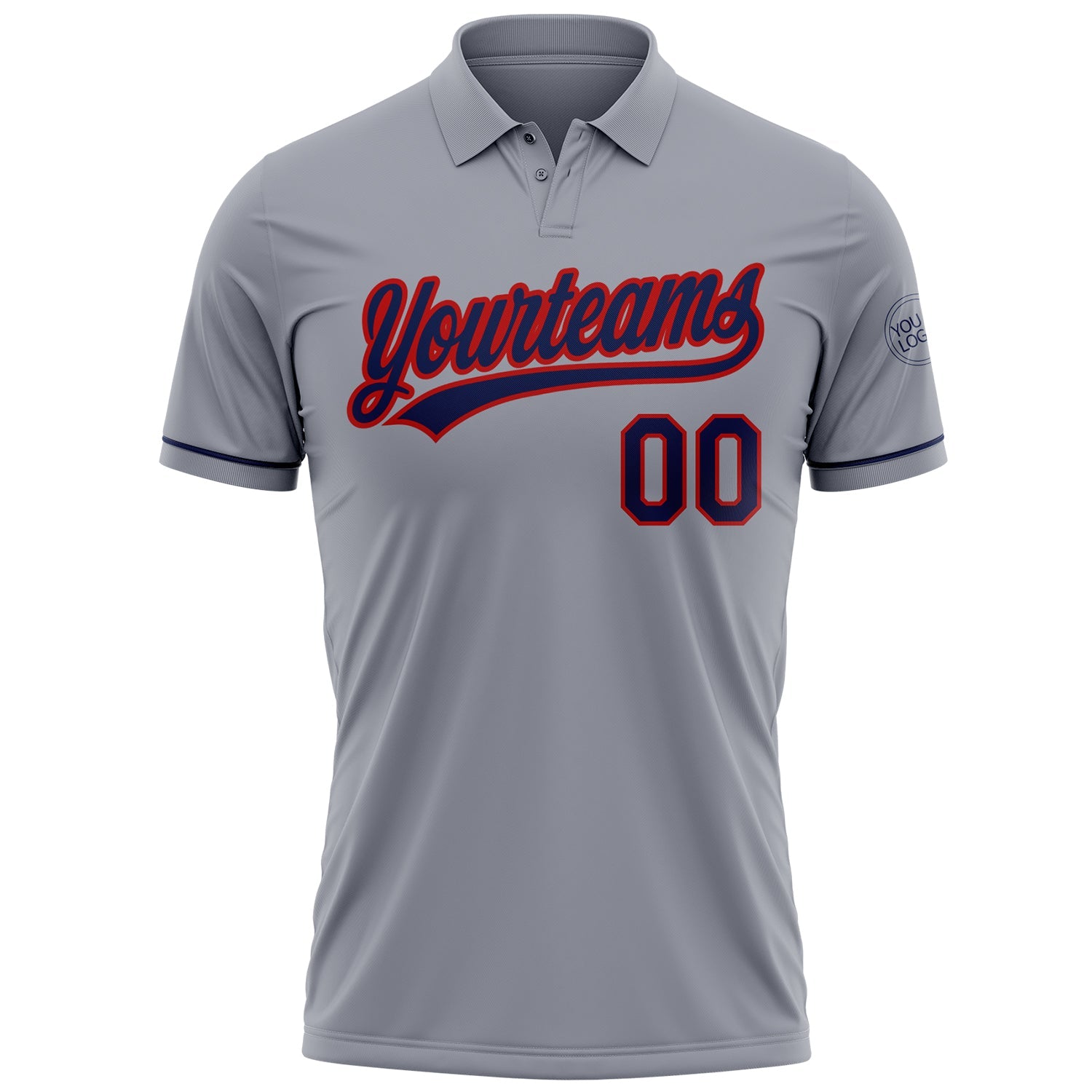 Custom Gray Navy-Red Performance Vapor Golf Polo Shirt view 2