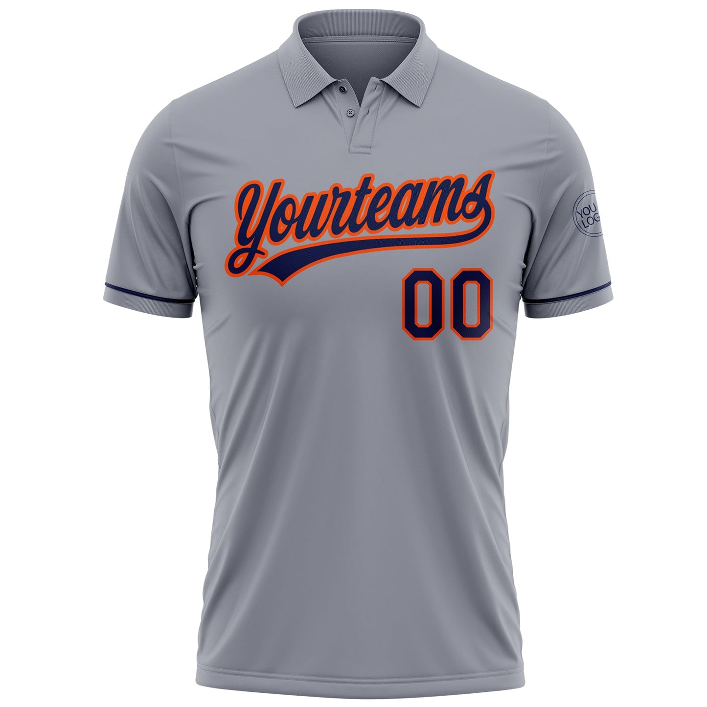 Custom Gray Navy-Orange Performance Vapor Golf Polo Shirt view 2