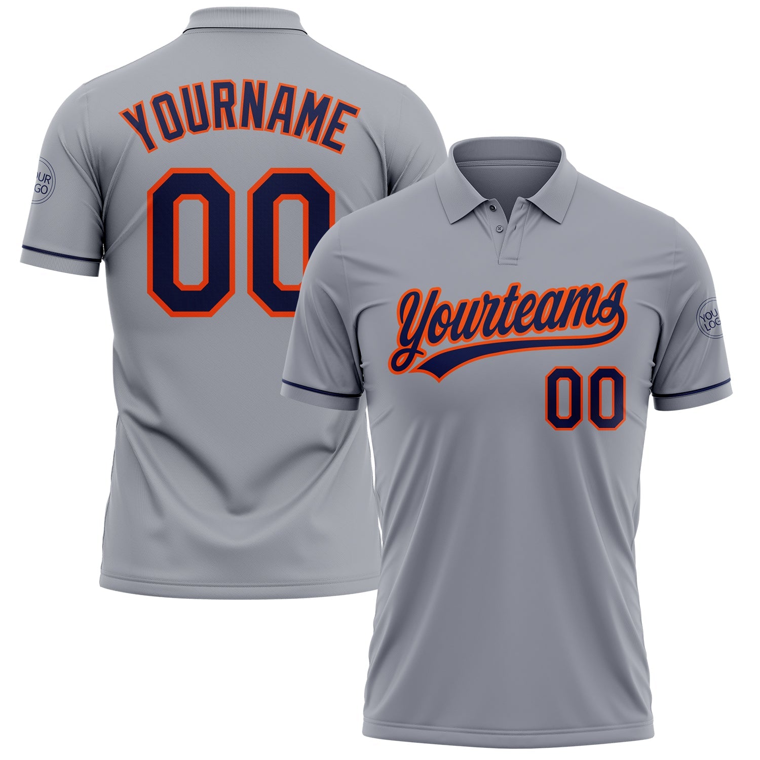 Custom Gray Navy-Orange Performance Vapor Golf Polo Shirt - Main View