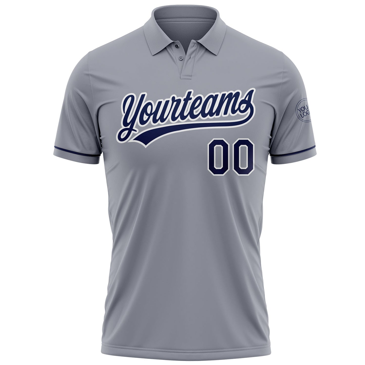 Custom Gray Navy-White Performance Vapor Golf Polo Shirt view 2