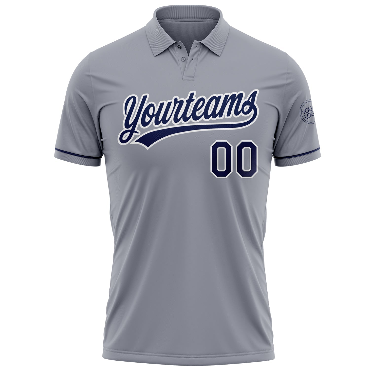 Custom Gray Navy-White Performance Vapor Golf Polo Shirt view 2
