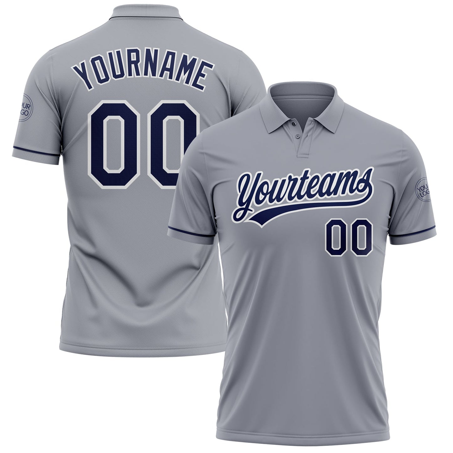 Custom Gray Navy-White Performance Vapor Golf Polo Shirt - Main View