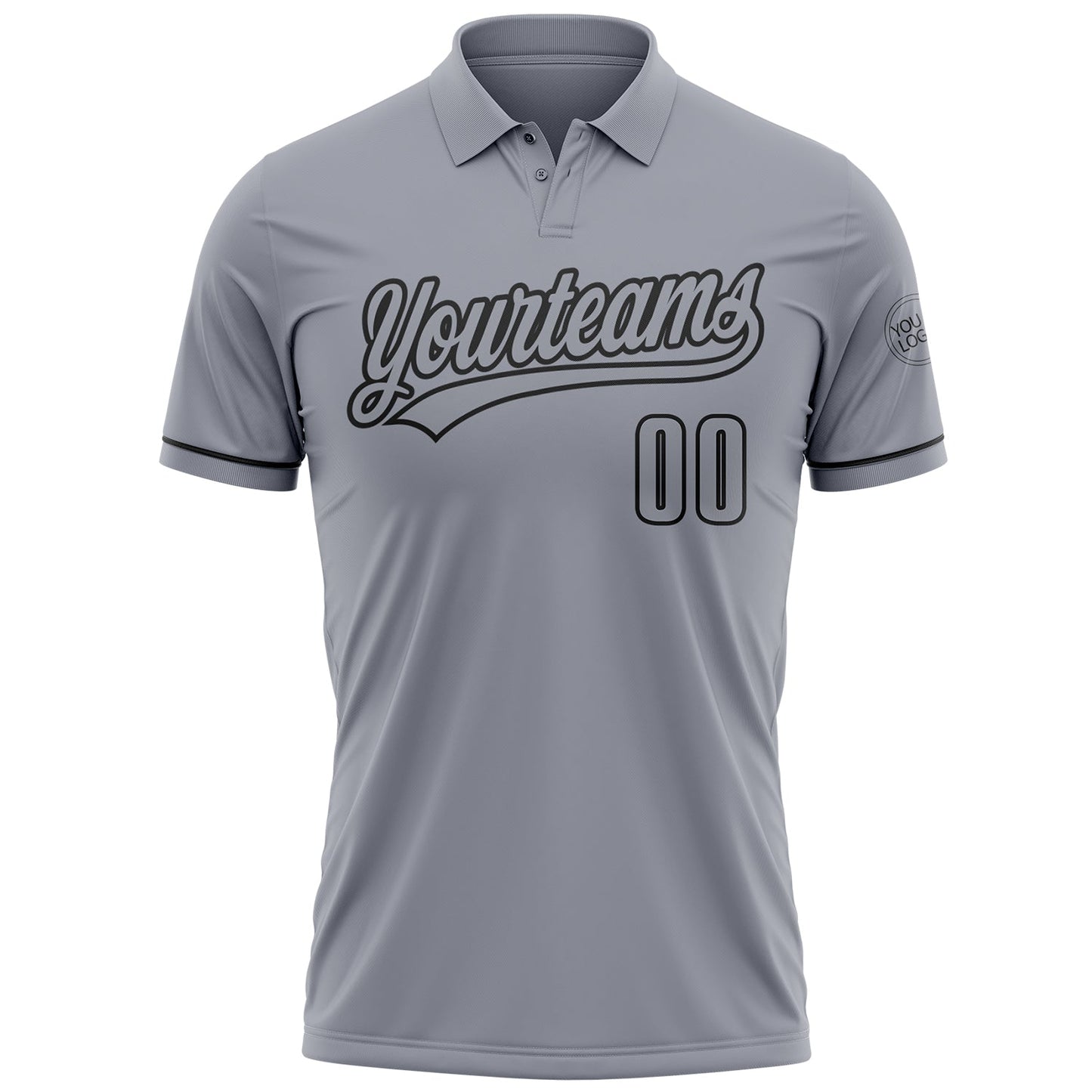 Custom Gray Black Performance Vapor Golf Polo Shirt view 2